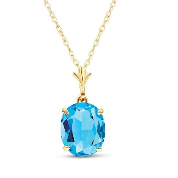 Galaxy Gold Products Jewelry - 14K. SOLID GOLD NECKLACE WITH NATURAL BLUE TOPAZ (Yellow Gold)